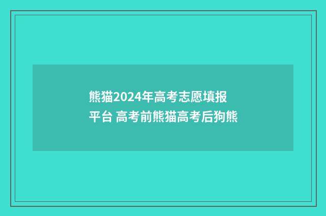 熊猫2024年高考志愿填报平台 高考前熊猫高考后狗熊