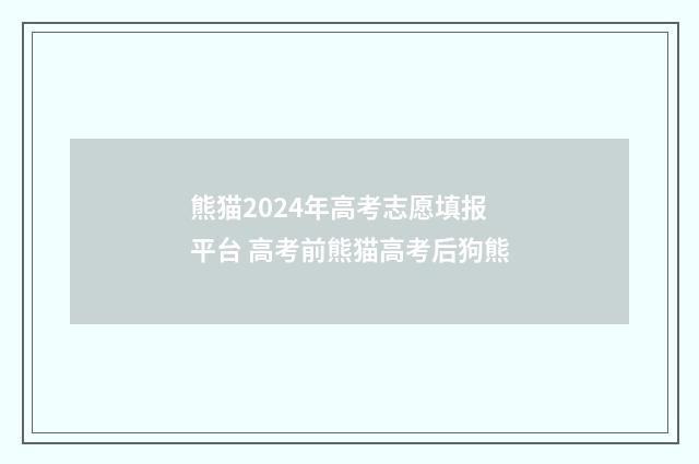 熊猫2024年高考志愿填报平台 高考前熊猫高考后狗熊