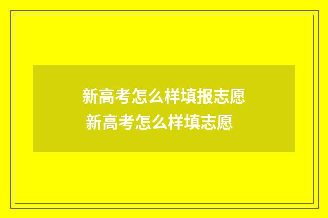 新高考怎么样填报志愿 新高考怎么样填志愿