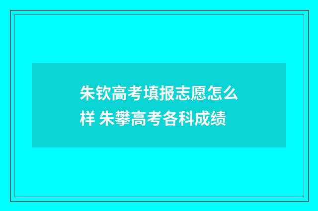 朱钦高考填报志愿怎么样 朱攀高考各科成绩