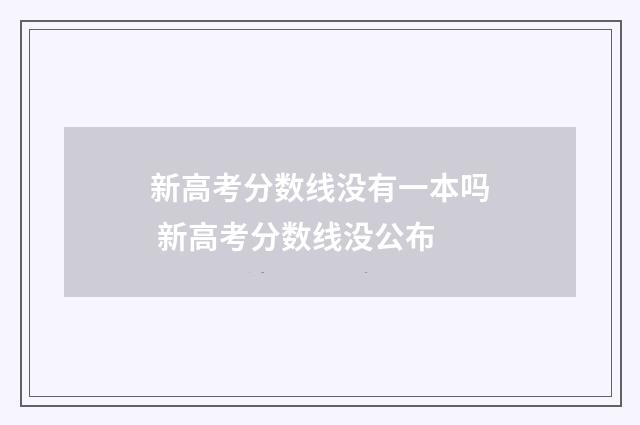 新高考分数线没有一本吗 新高考分数线没公布