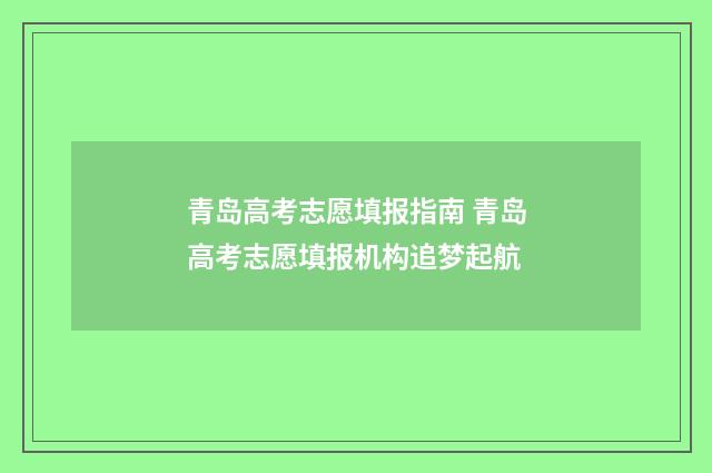 青岛高考志愿填报指南 青岛高考志愿填报机构追梦起航