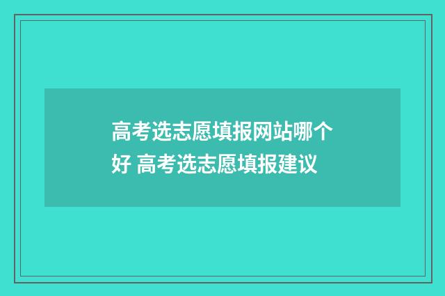 高考选志愿填报网站哪个好 高考选志愿填报建议