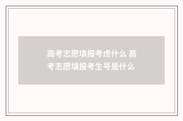 高考志愿填报考虑什么 高考志愿填报考生号是什么