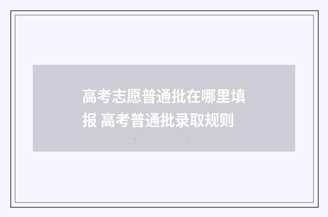 高考志愿普通批在哪里填报 高考普通批录取规则