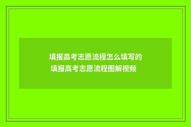 填报高考志愿流程怎么填写的 填报高考志愿流程图解视频
