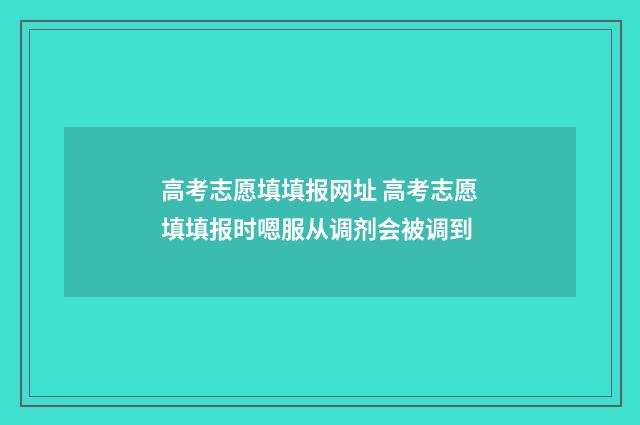 高考志愿填填报网址 高考志愿填填报时嗯服从调剂会被调到