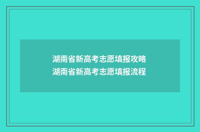 湖南省新高考志愿填报攻略 湖南省新高考志愿填报流程