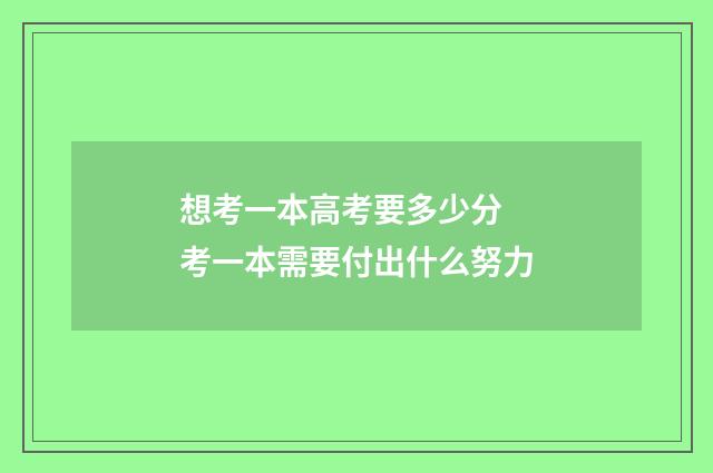 想考一本高考要多少分 考一本需要付出什么努力