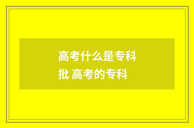 高考什么是专科批 高考的专科
