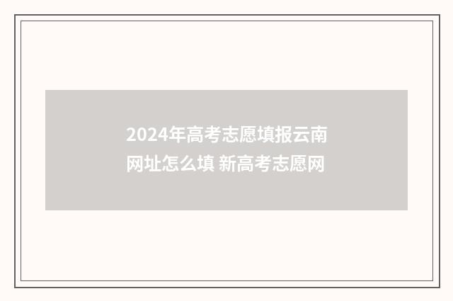 2024年高考志愿填报云南网址怎么填 新高考志愿网