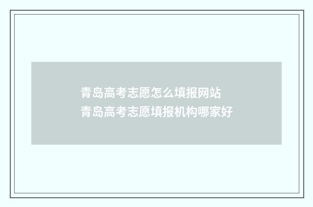青岛高考志愿怎么填报网站 青岛高考志愿填报机构哪家好