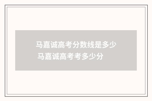 马嘉诚高考分数线是多少 马嘉诚高考考多少分
