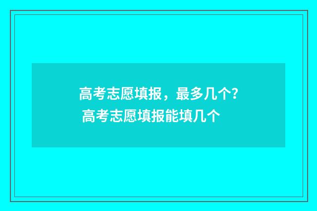 高考志愿填报，最多几个？ 高考志愿填报能填几个