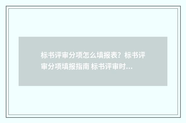 标书评审分项怎么填报表？标书评审分项填报指南 标书评审时主要评审哪些