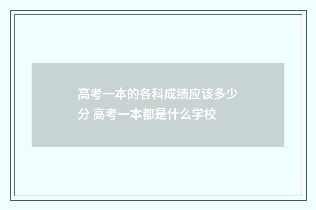 高考一本的各科成绩应该多少分 高考一本都是什么学校