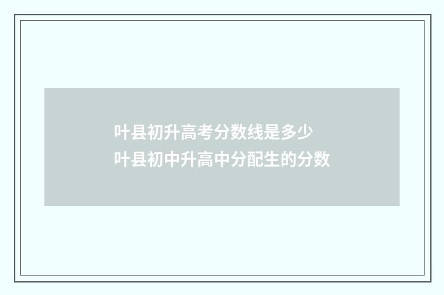 叶县初升高考分数线是多少 叶县初中升高中分配生的分数