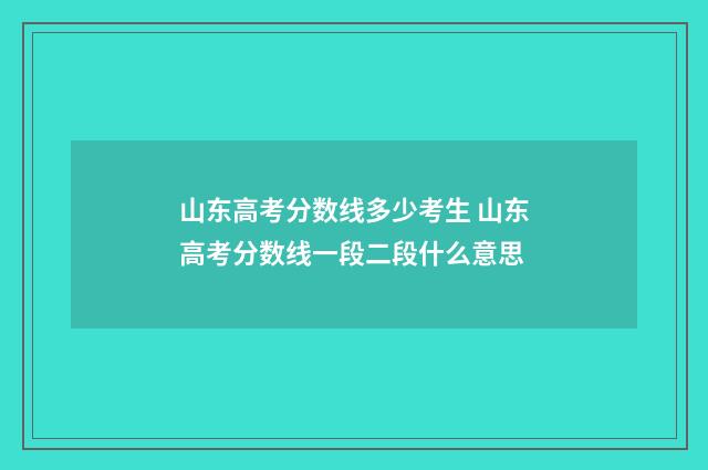 山东高考分数线多少考生 山东高考分数线一段二段什么意思