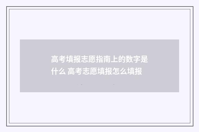 高考填报志愿指南上的数字是什么 高考志愿填报怎么填报