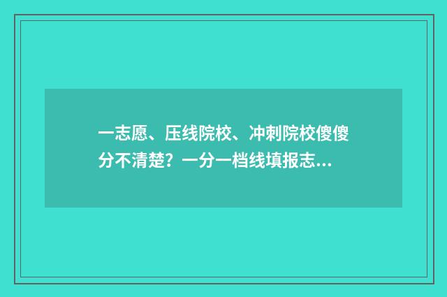一志愿、压线院校、冲刺院校傻傻分不清楚？一分一档线填报志愿指南助你一臂之力 压线生征集志愿录取几率大吗