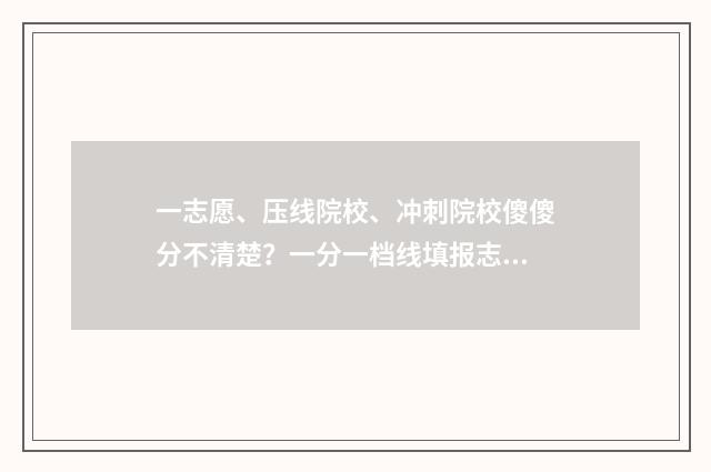 一志愿、压线院校、冲刺院校傻傻分不清楚？一分一档线填报志愿指南助你一臂之力 压线生征集志愿录取几率大吗