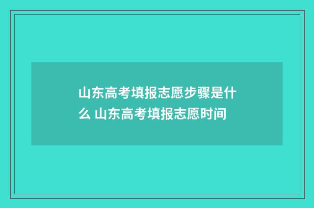 山东高考填报志愿步骤是什么 山东高考填报志愿时间