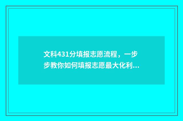 文科431分填报志愿流程，一步步教你如何填报志愿最大化利用分数 431分高考文科