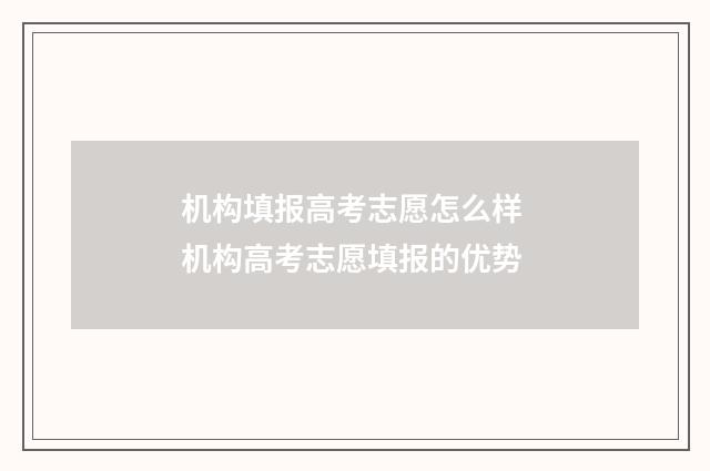 机构填报高考志愿怎么样 机构高考志愿填报的优势