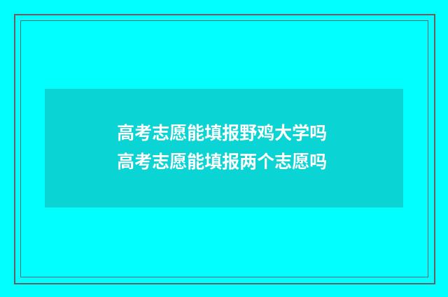 高考志愿能填报野鸡大学吗 高考志愿能填报两个志愿吗
