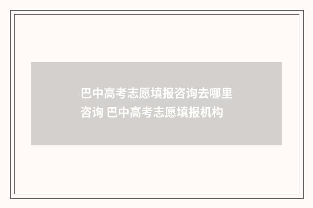 巴中高考志愿填报咨询去哪里咨询 巴中高考志愿填报机构