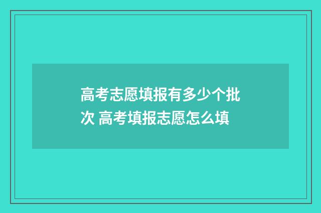 高考志愿填报有多少个批次 高考填报志愿怎么填
