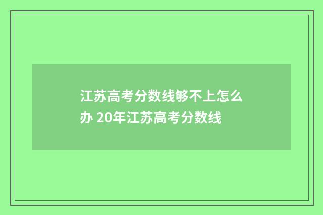 江苏高考分数线够不上怎么办 20年江苏高考分数线