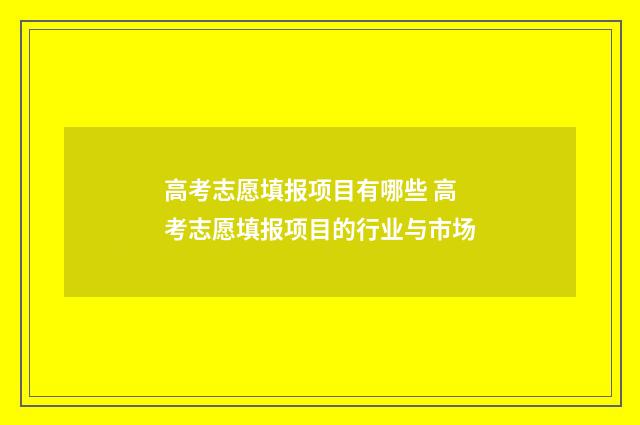 高考志愿填报项目有哪些 高考志愿填报项目的行业与市场