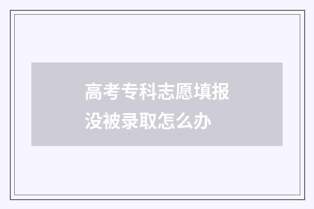 高考专科志愿填报没被录取怎么办