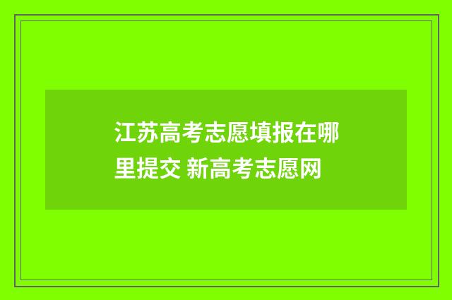 江苏高考志愿填报在哪里提交 新高考志愿网