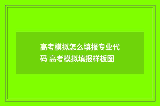 高考模拟怎么填报专业代码 高考模拟填报样板图