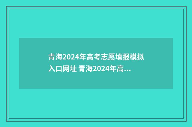 青海2024年高考志愿填报模拟入口网址 青海2024年高考录取分数线