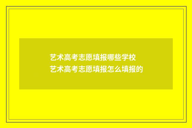 艺术高考志愿填报哪些学校 艺术高考志愿填报怎么填报的