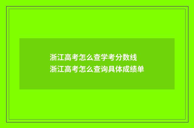 浙江高考怎么查学考分数线 浙江高考怎么查询具体成绩单