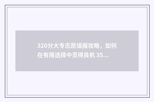 320分大专志愿填报攻略，如何在有限选择中觅得良机 350分大专