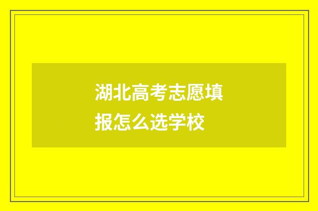 湖北高考志愿填报怎么选学校