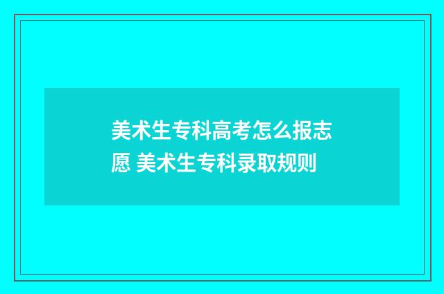 美术生专科高考怎么报志愿 美术生专科录取规则
