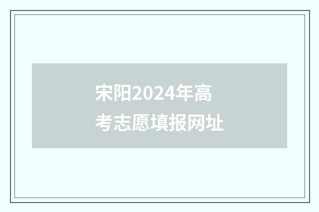 宋阳2024年高考志愿填报网址
