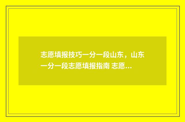 志愿填报技巧一分一段山东，山东一分一段志愿填报指南 志愿填报技巧精选