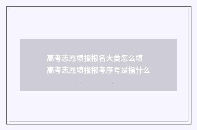 高考志愿填报报名大类怎么填 高考志愿填报报考序号是指什么