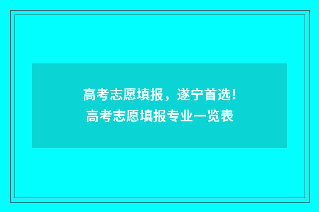 高考志愿填报，遂宁首选！ 高考志愿填报专业一览表