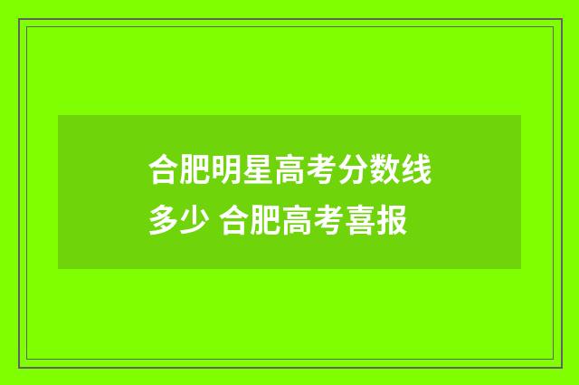 合肥明星高考分数线多少 合肥高考喜报