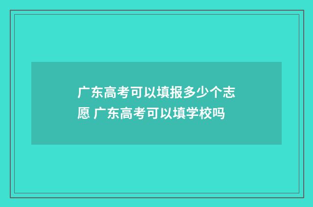 广东高考可以填报多少个志愿 广东高考可以填学校吗
