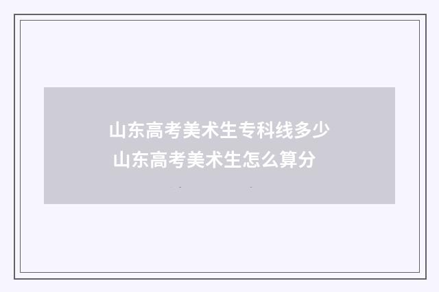 山东高考美术生专科线多少 山东高考美术生怎么算分