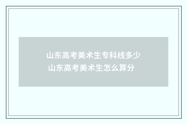 山东高考美术生专科线多少 山东高考美术生怎么算分